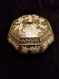 PURE silver Korean cloisonne lidded bowl with original velvet box. An amazing gift!