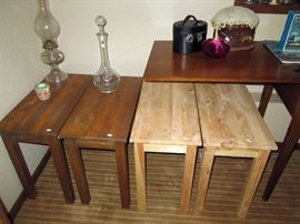 Basement: 4 small table, Glass bottles