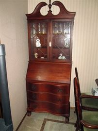 Dining Room: Serpentine Front Oak Secretary Hutch