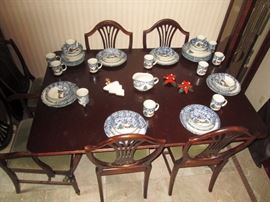 DiningRoom:  49 PiecesTienshan FolkCraft "Cabin in the Snow" 12 Place Settings, 1 Gravy Boat China