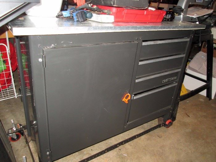 Garage: Craftsman Work Bench on Wheels--Stainless Steel Top