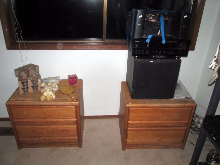 Upstairs Bedroom Left: Oak Side Tables, Glass Candle Holders,