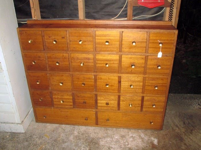 Garage:  Apothecary Cabinet 26 drawers 