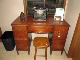 Upstairs Hall:  Great Desk, Underwood Typewriter