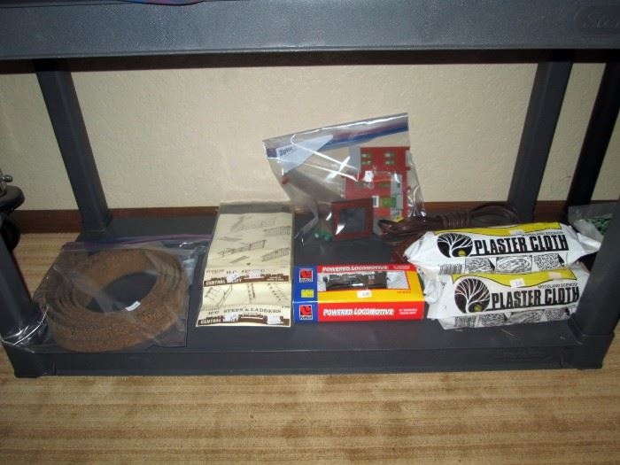 Basement: Track Cork, Fences, Small Engine in Box, Woodland Scenics Plastic Cloth