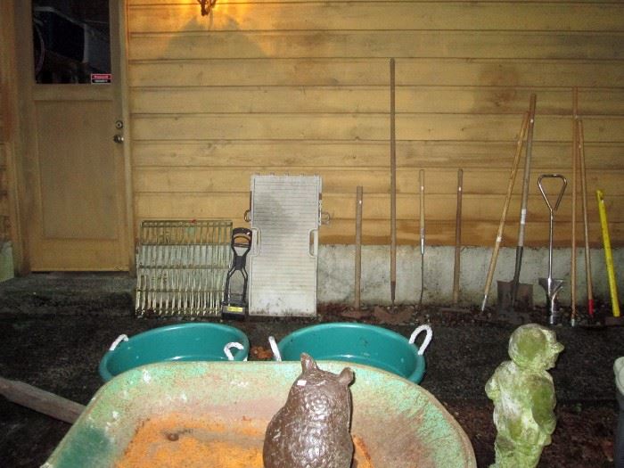 OutSide: Metal Dog Pen, Dog Ramp, Garden Tools
