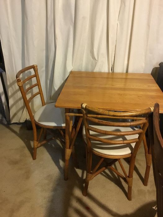 -Table measures 29" tall, with 30" x 30" top; Chairs measure 32" tall, 17 1/2" tall from floor to seat, 18" wide, and 16" deep
