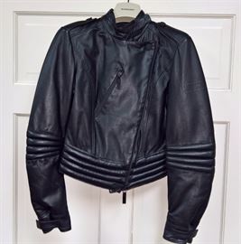 13  - Burberry Sport Black Leather Jacket   Size 4 
