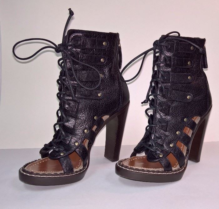 88 -  Proenza Schouler  Concord Leather Lace Up Black  Worn Once    Size 37  