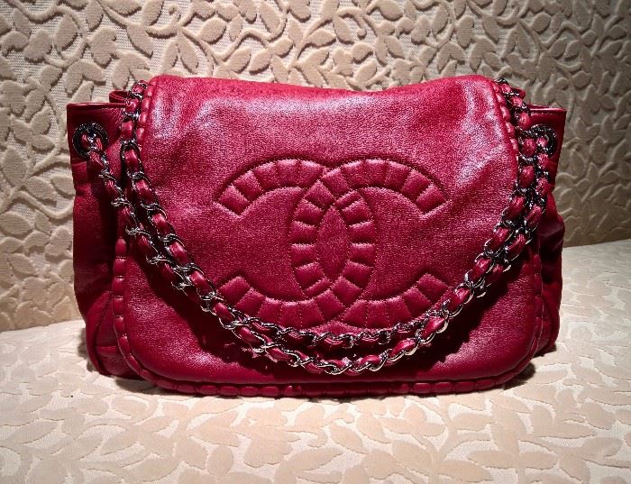 GA  Chanel Red Napa Bag with Flap   