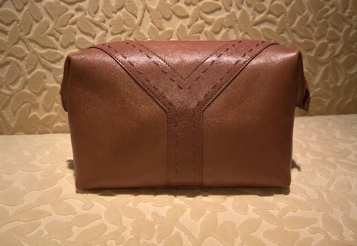 CL 100   YSL   Napa Leather Y-Sac Light Brown  Cosmetic Bag       New  