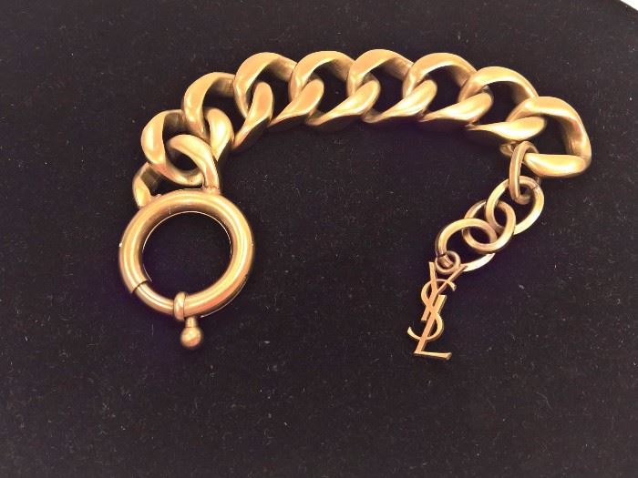 CL 103  - YSL  Gold Color Chain Bracelet  8.5"L    