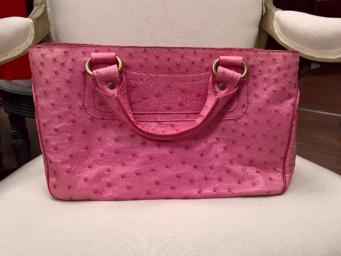 RB  - Celine   Pink Ostrich Leather Boogie Bag    
