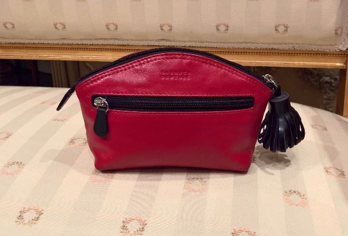 3V  - Barney's New York Red with Black Leather Make Up Bag  