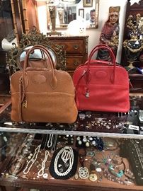 JD - Hermes Bolide Large Brown & One in Red Leather Handbag Beautiful Condition 
