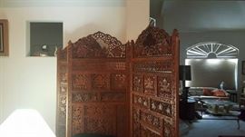Gorgeous rosewood room divider, intricately carved!