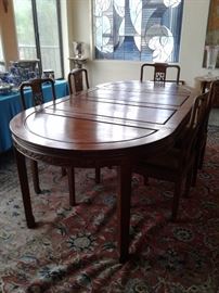 11 Pieces Oval Dining set Hair on hide upholstery