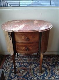 Louis XV Marble top Marquetry inland side table