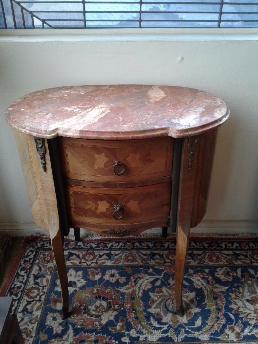 Louis XV Marble top Marquetry inland side table 