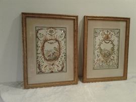 18th century prints 4 French watercolor "4 seasons "