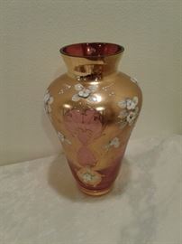 Golden Pink Crystal Vase