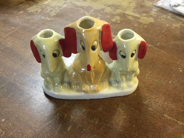 Japanese luster puppy pencil holder
