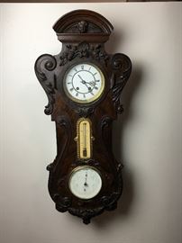 Walnut Victorian double dial Clock C.1890