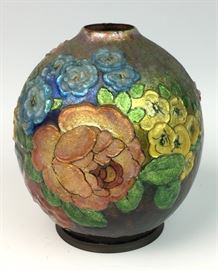 Camille Faure Enamel Art Deco Vase