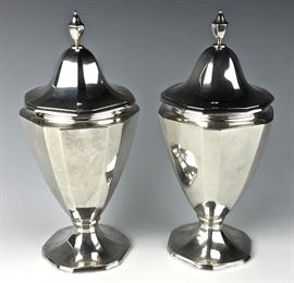 Pair of Tiffany & Co. Sterling Silver Covered Jars