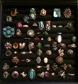 Sterling, 18k, 14K, 10k,  diamond, turquoise & gemstone rings