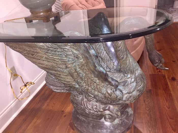 unbelievable Bronze and glass Swan table