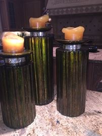 tall glazed ceramic candle stands