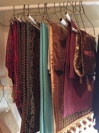 closet filled with decorator table runners and table clothes 