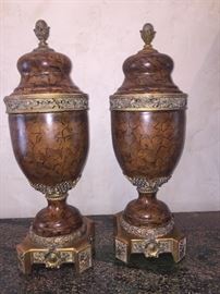 pair of FANTASTIC bronze urns--these are more beautiful than the photograph