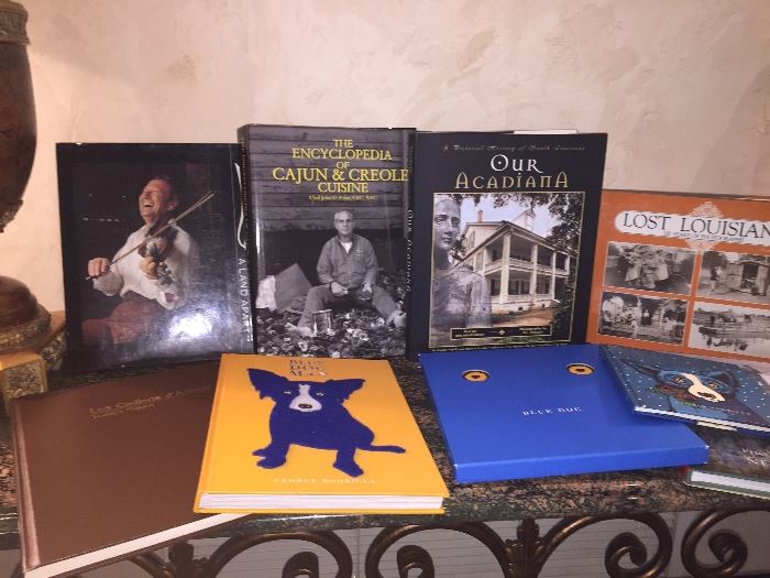 Several signed Louisiana coffee table books including 3 signed George Rodrigue books