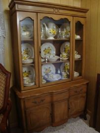 Rock Maple China Hutch, Set of Mikasa Sunny Side China