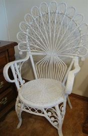 Fan Back White Wicker Chair