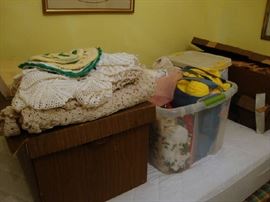 Crochet Tablecloth and Sewing Stuff,  Yet to be sorted