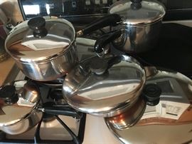 Stainless and copper vintage cookware