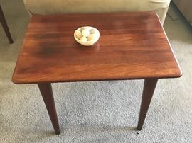 Mid century Turkish teak accent table there is a pair.