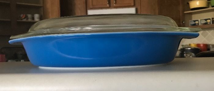 Brilliant blue Pyrex casserole
