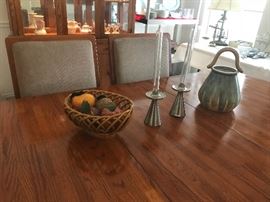 Oak dining table, China cabinet and curio are timeless. A clean modern look