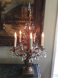 Italian Gilt Candelabra Table Lamp