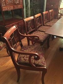 Solid Wood Lyre Back 6 Chairs.  (2 Captain Chairs)