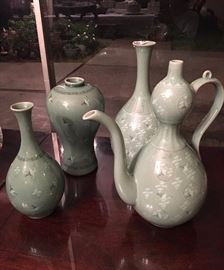 Korean Celadon Vases & Jar