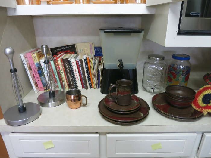 TableCraft 3-Gallon Beverage Dispenser, Original Signed Pottery Plates, Mugs And Bowls, Panasonic Inverter Microwave