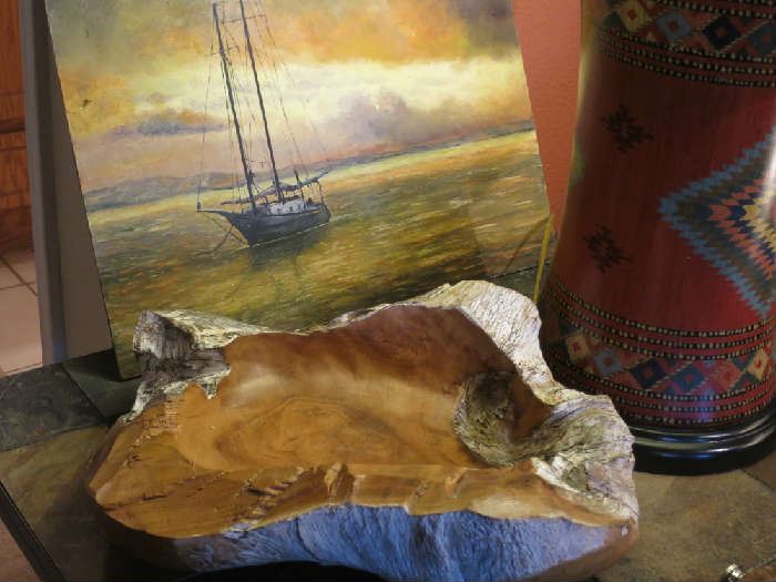 Beautiful Large Wood Bowl, Oil On Canvas