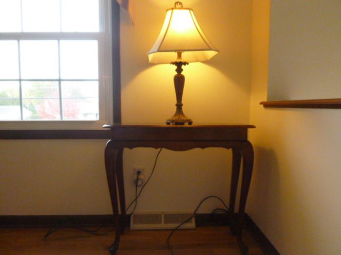 Small Console Table with Lamp  http://www.ctonlineauctions.com/detail.asp?id=652394