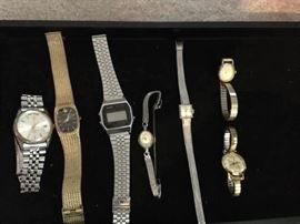 Several vintage watches: Gruen, Casio, Wittnauer & Eternity.