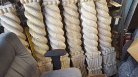 hand carved wood pillars 